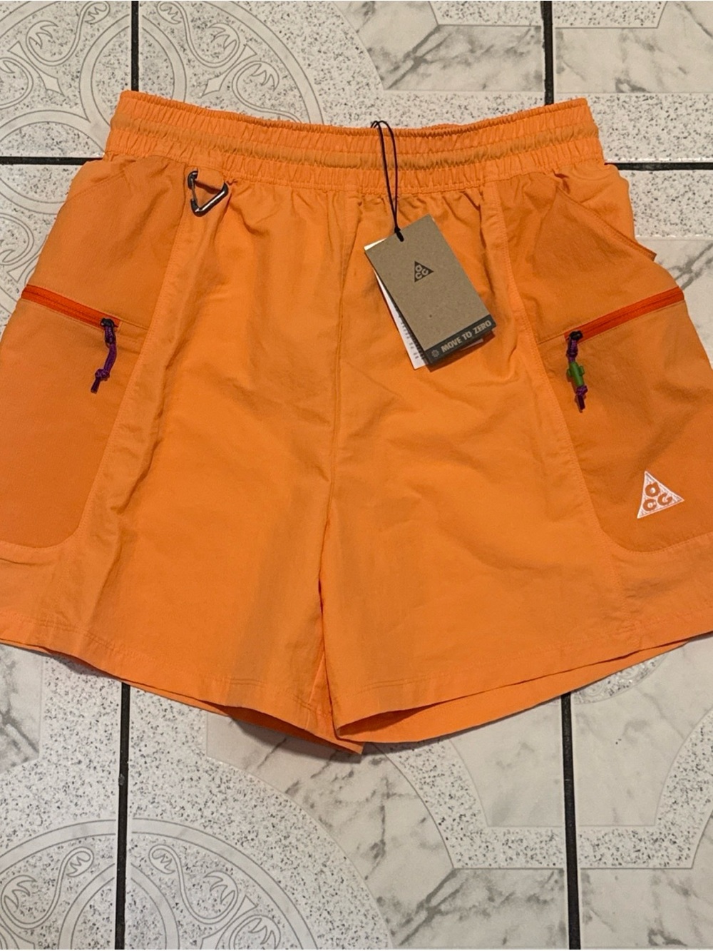 New Nike ACG Death Bloom Running Shorts Orange Women’s Size Small HV6387-833